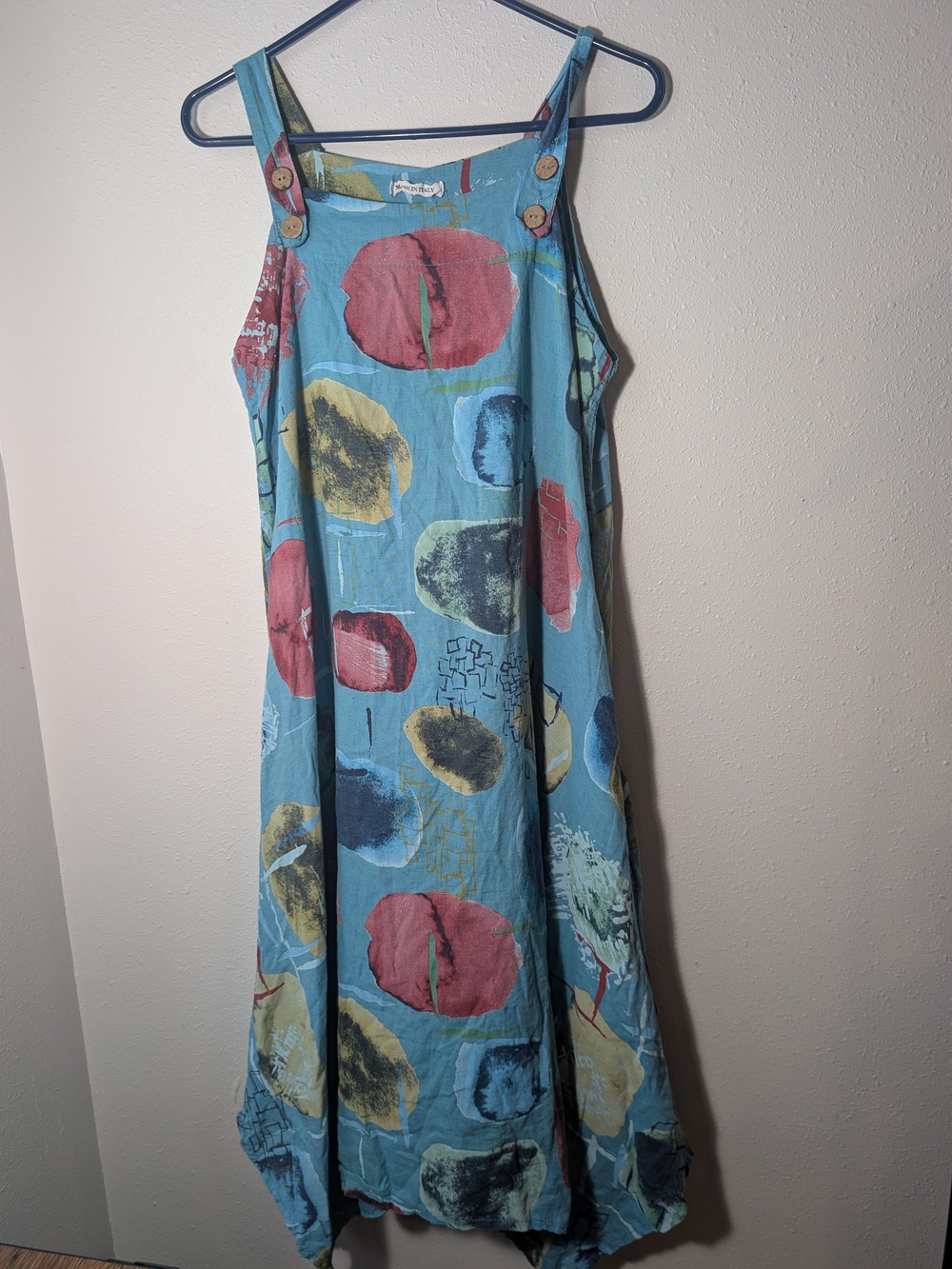 Made In Italy Abstract Dot Maxi Sundress with Button Straps